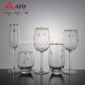 Stemmed flowering straw Goblet Wine Champagne Glasses Set